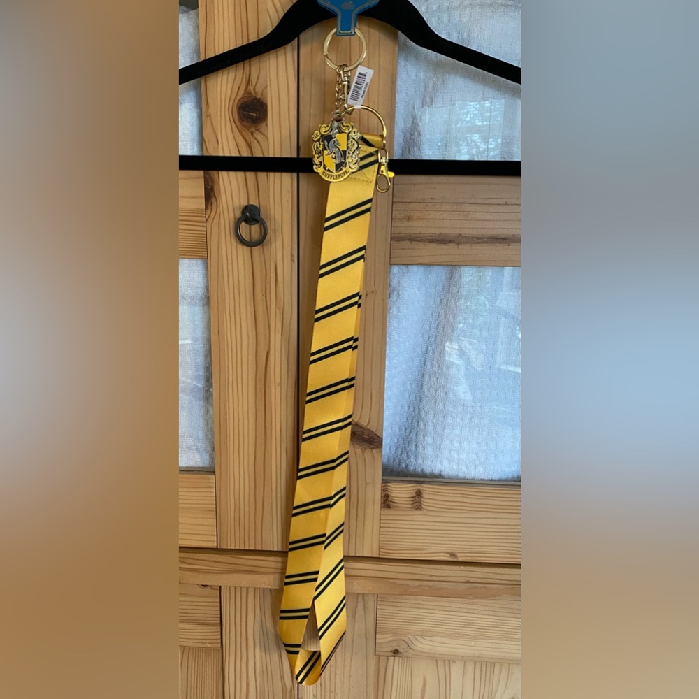 Elegant Yellow and Black Striped Key Holder